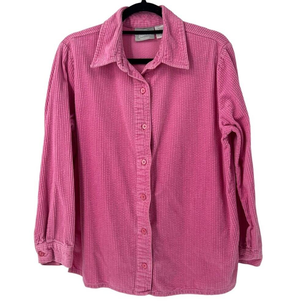 Vintage 90s Style Pink Corduroy Button Down- Size Med